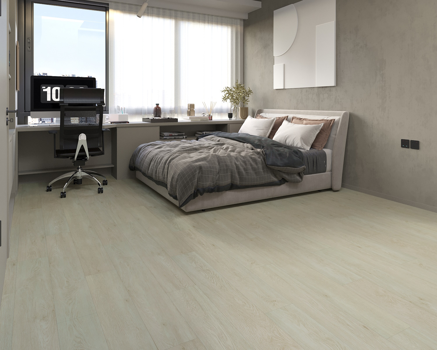 Кварцвиниловый SPC ламинат Art East Art Stone Force Дуб Либер ASF 50-04 1220×184×5 фото в интерьере