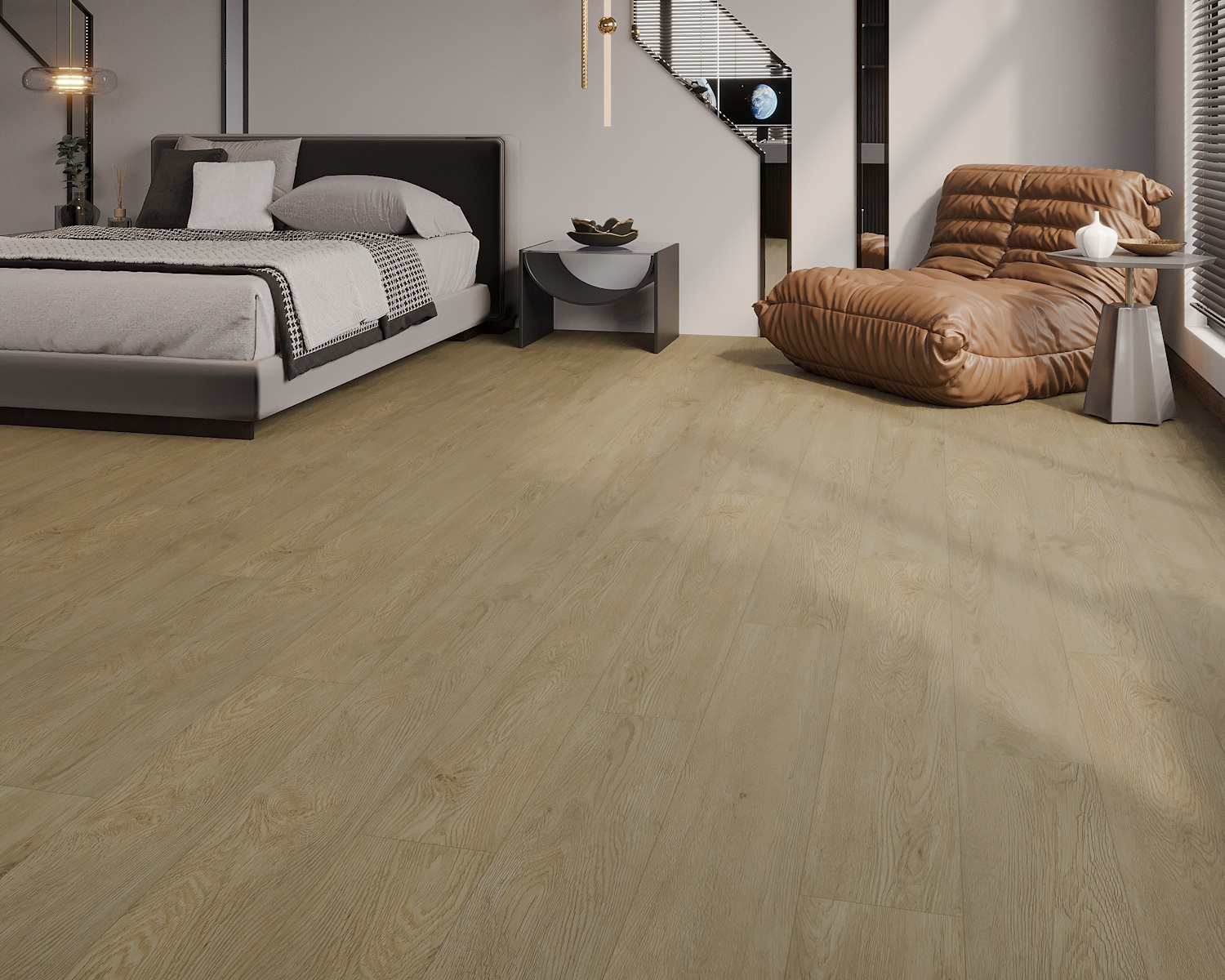 Кварцвиниловый SPC ламинат Art East Art Stone Force Дуб Эос ASF 50-05 1220×184×5 фото в интерьере