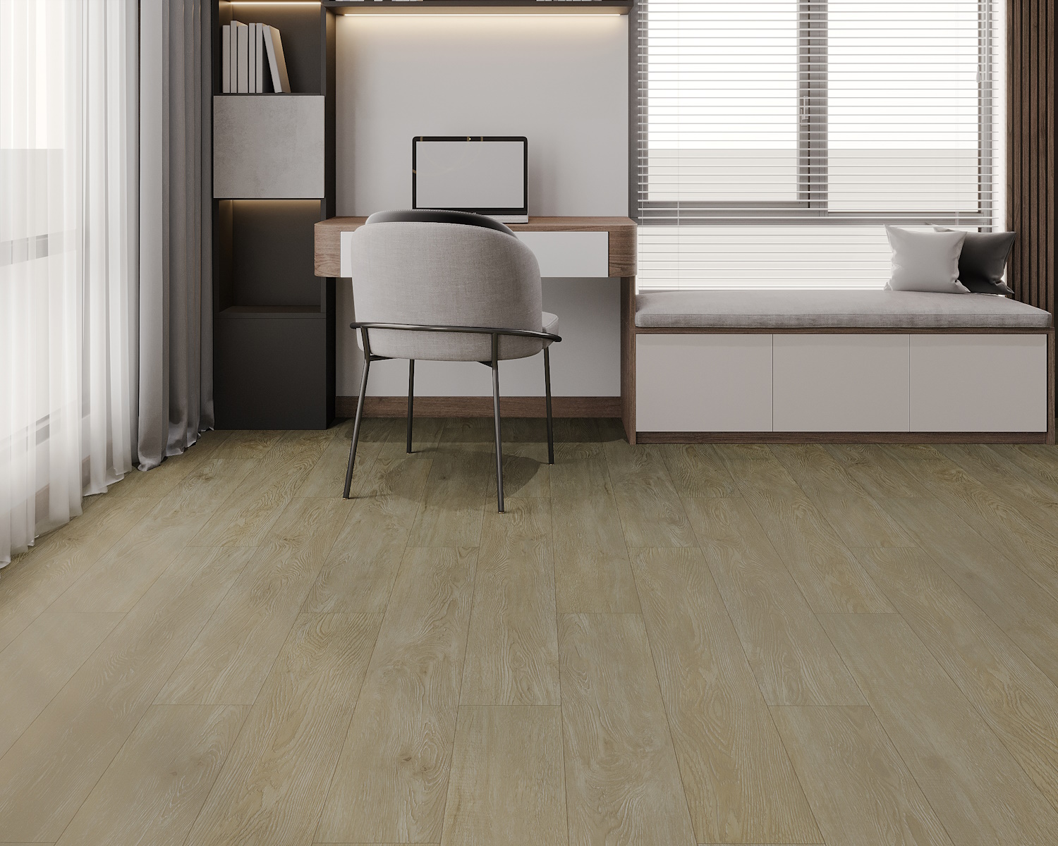 Кварцвиниловый SPC ламинат Art East Art Stone Force Дуб Нокс ASF 50-07 1220×184×5 фото в интерьере