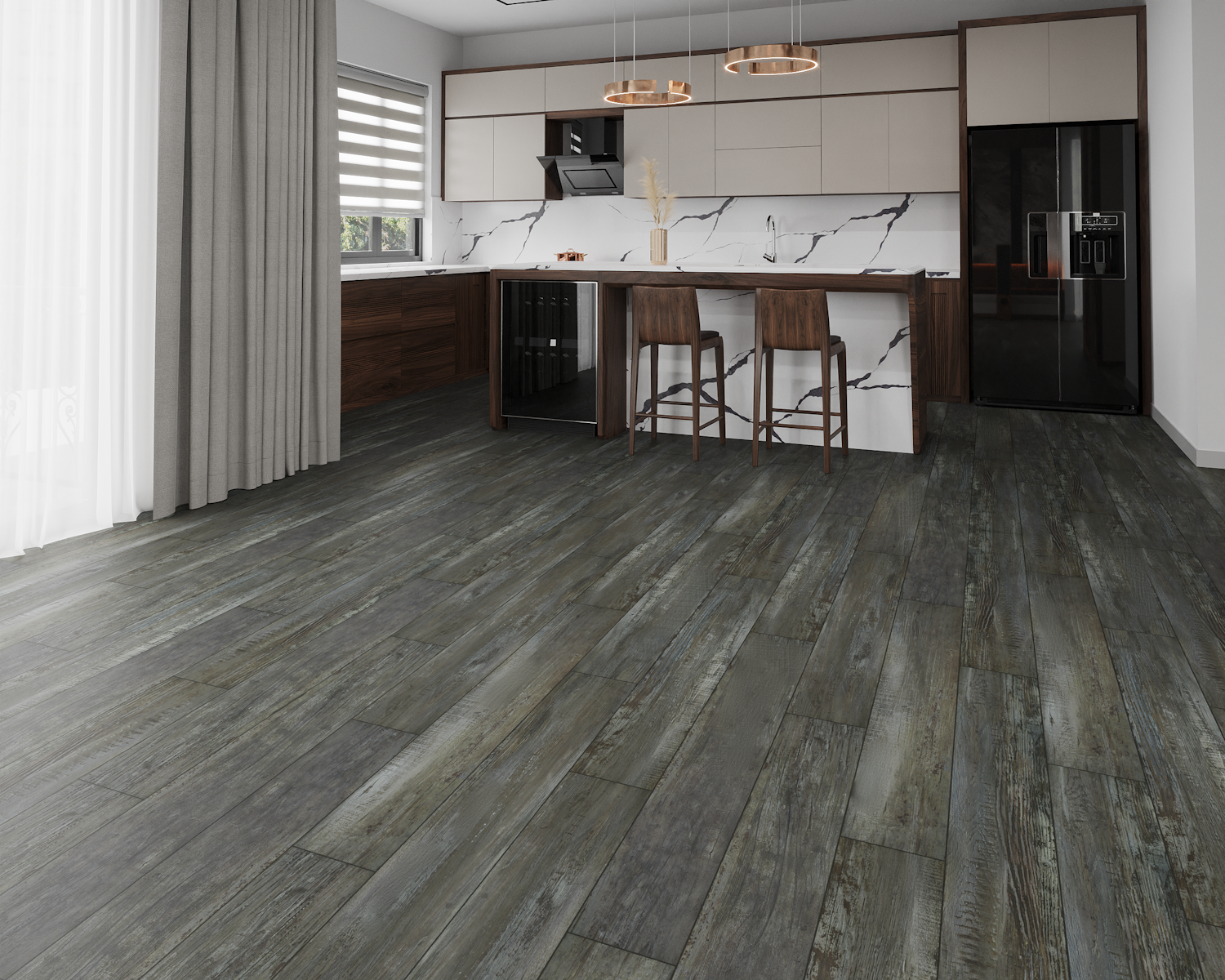 Кварцвиниловый SPC ламинат Art East Artek Дуб Карельский 10-ART 1200×182×4,5 фото в интерьере