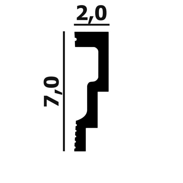 Потолочный плинтус под покраску Перфект Плюс P106 2000×20×70