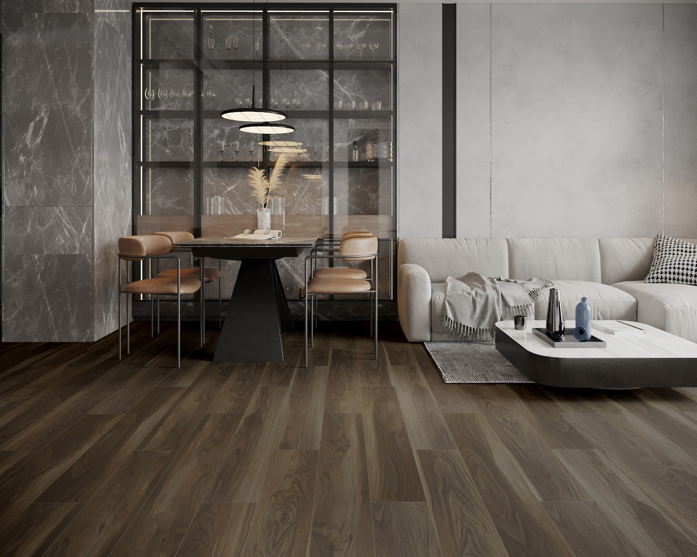 Кварцвиниловая плитка Art East клеевая Art Tile Premium Пекан Алегро 152-2 ATP 1219,2×184,15×2,5 фото в интерьере