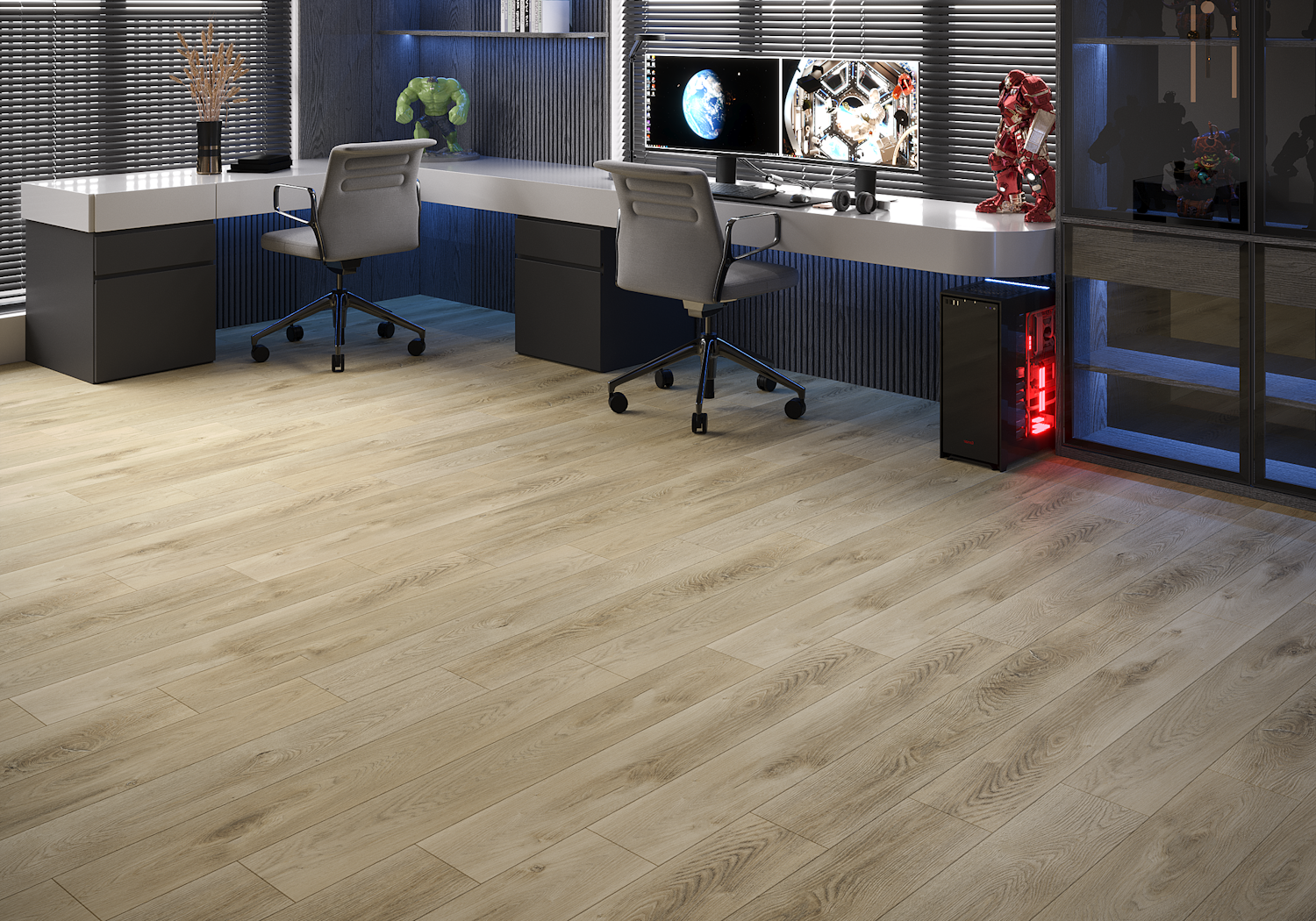 Кварцвиниловая плитка Art East клеевая Art Tile Premium Дуб Монца 153-2 ATP 1219,2×184,15×2,5 фото в интерьере