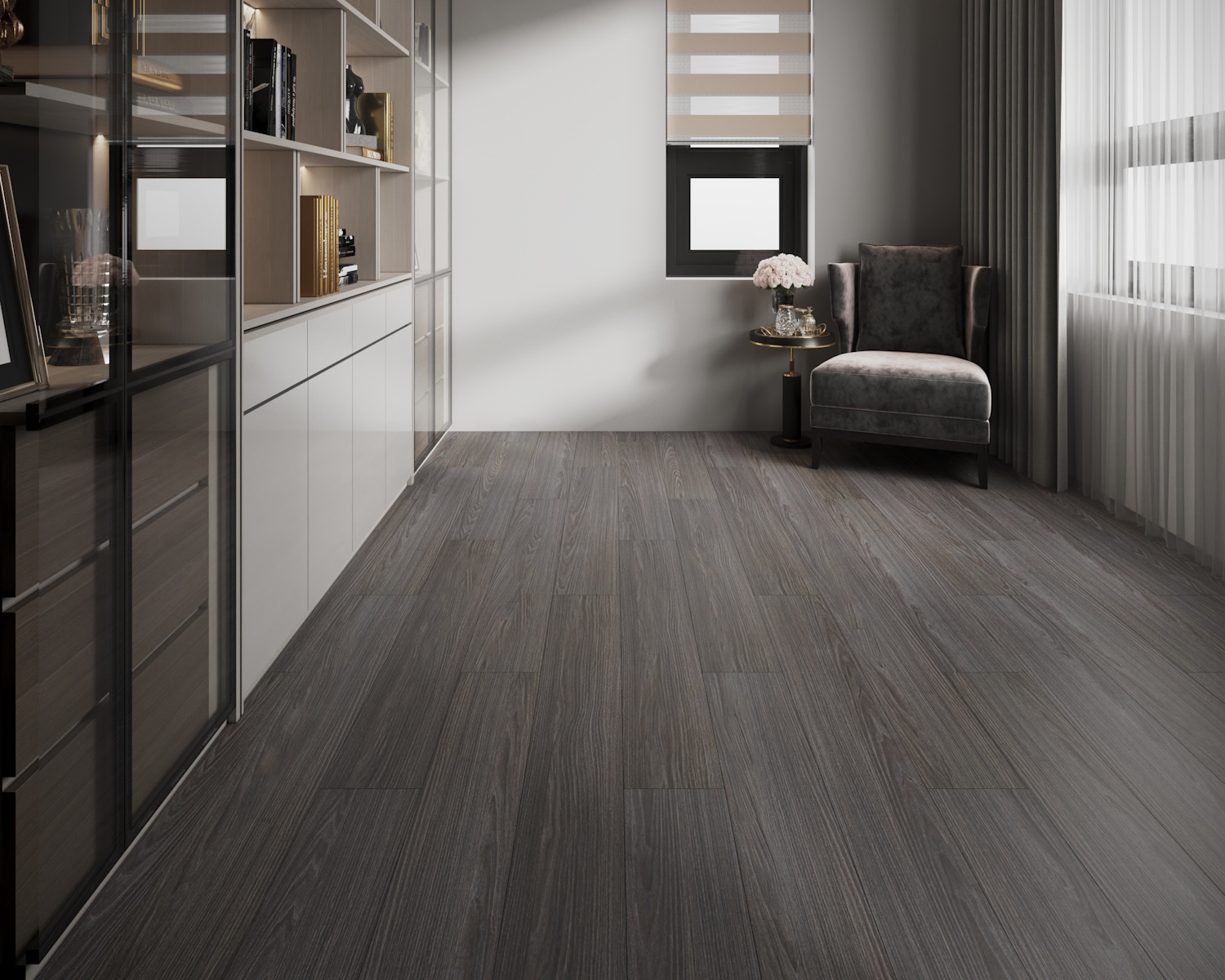 Кварцвиниловый SPC ламинат Art East Art Stone Armor Тик Сирокко ARM 84 1220×196×9 фото в интерьере