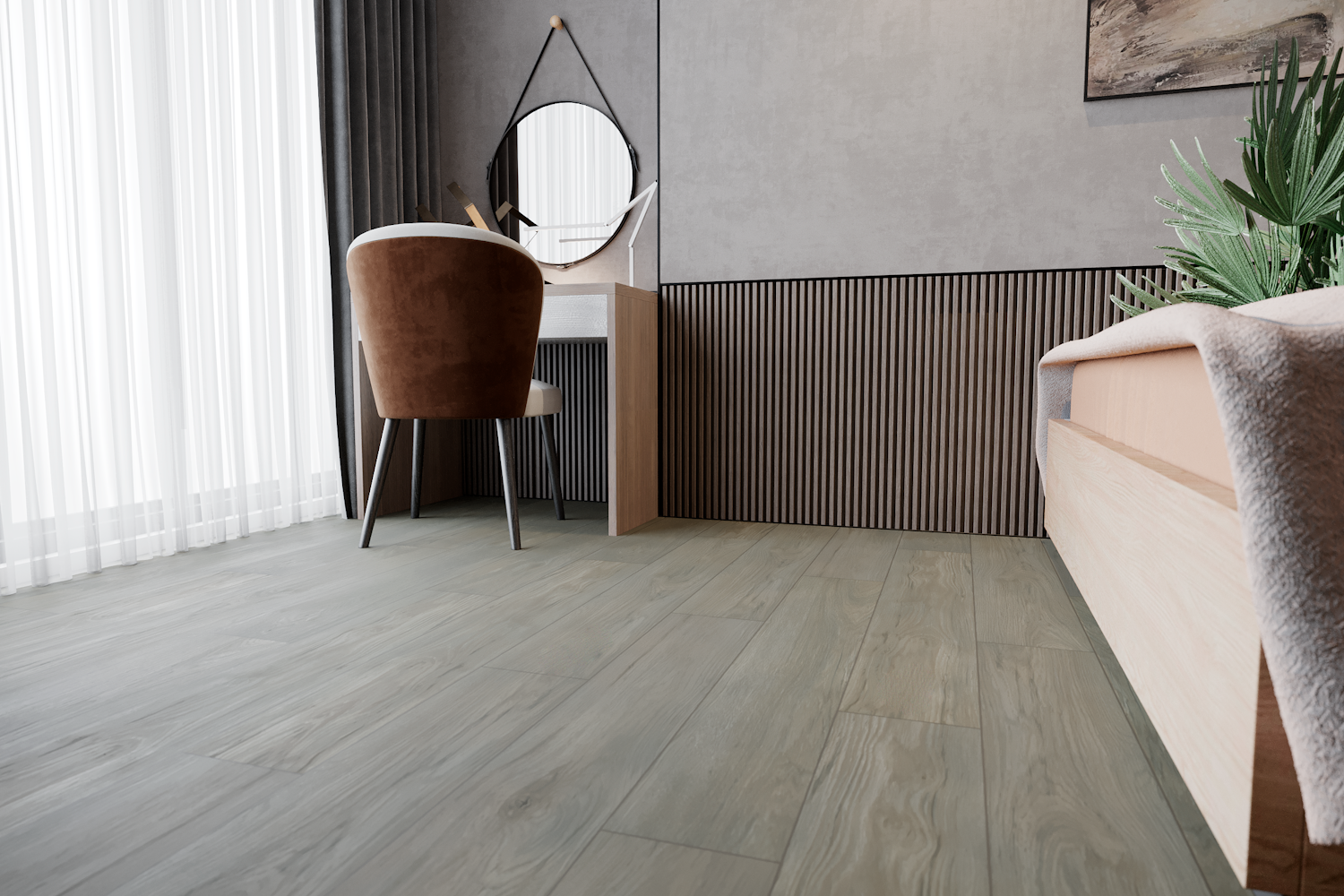 Кварцвиниловый SPC ламинат Art East Art Stone Armor Клен Купер ARM 88 1220×196×9 фото в интерьере