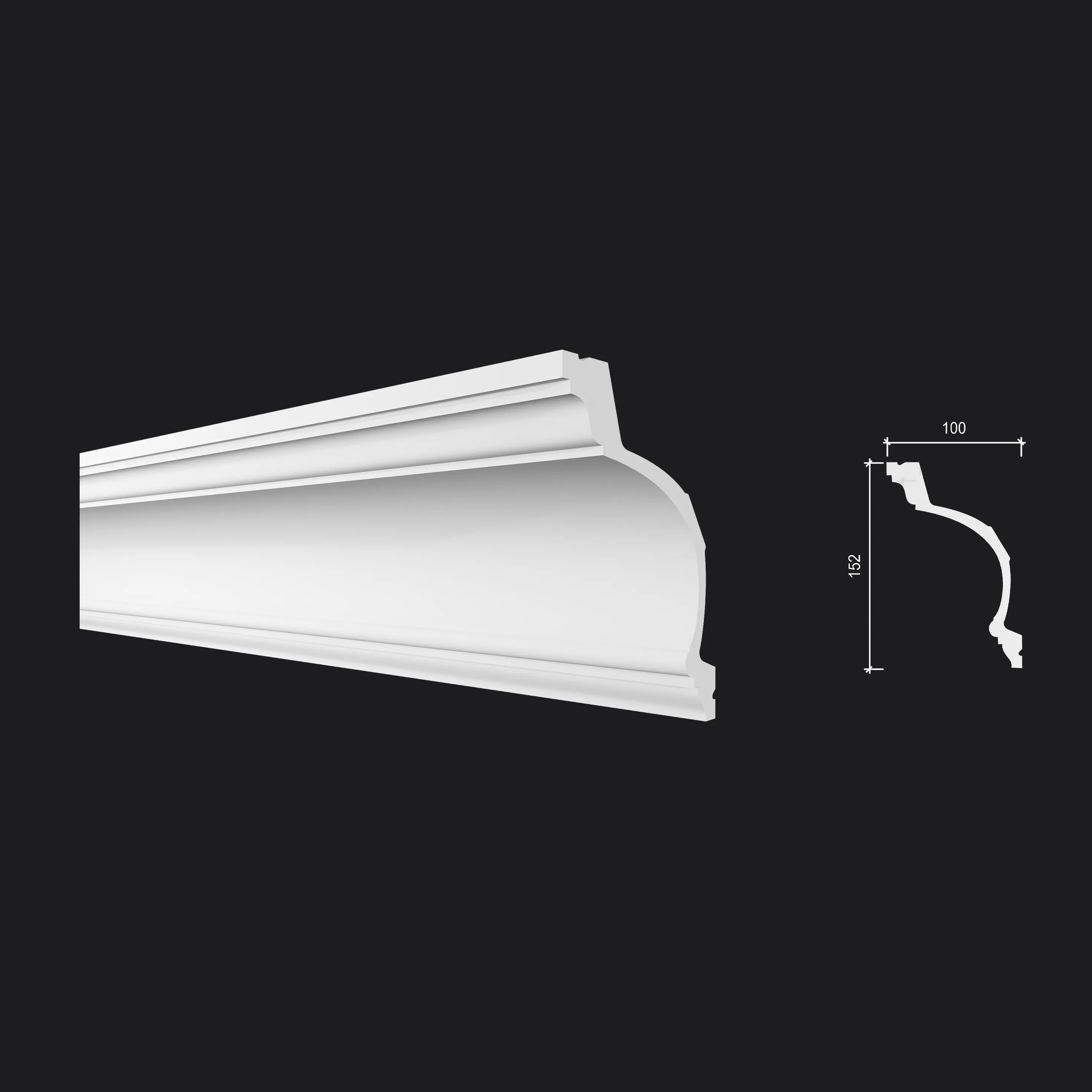 Потолочный плинтус под покраску Decor-Dizayn Estet DD522 2000×100×152