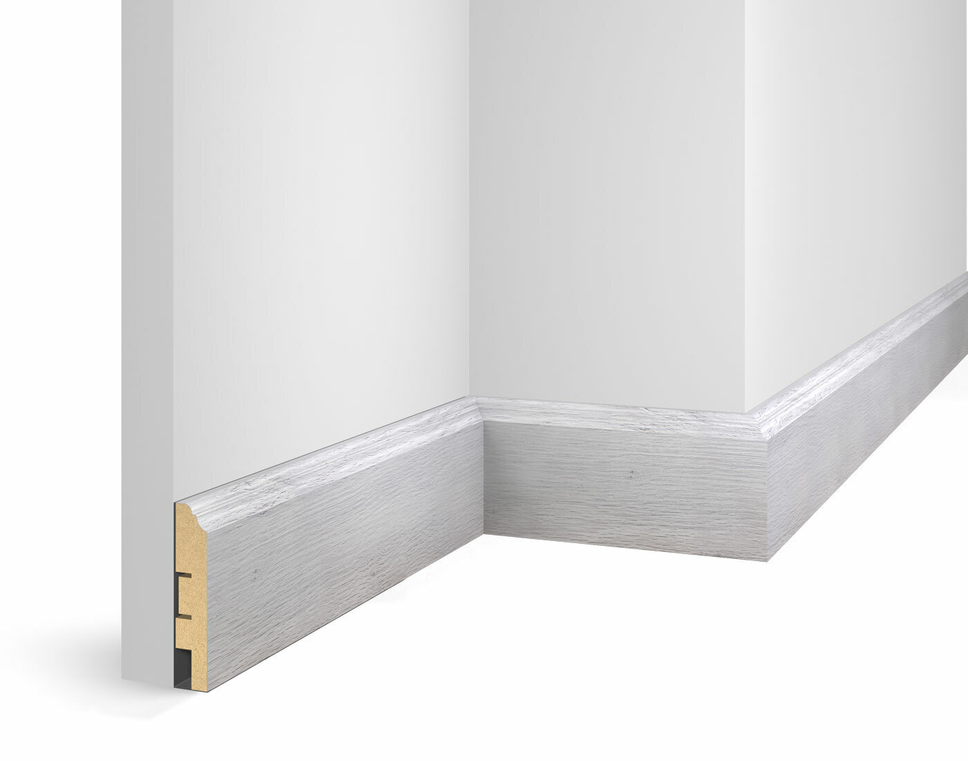 Плинтус МДФ Cosca Decor Экошпон WP07 Дуб Старинный серый 2400×80×16