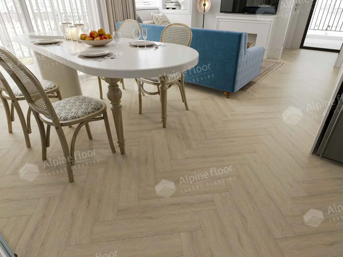 Кварцвиниловая плитка Alpine Floor клеевая Parquet LVT Дуб Денеб ЕCО 16-25 венгерская елка 590×118×2,5