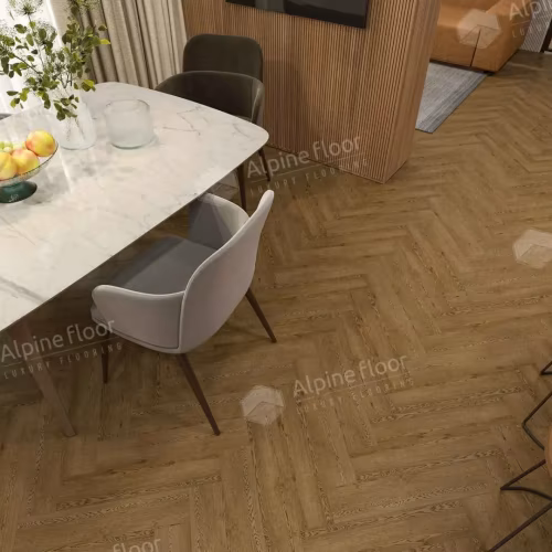 Кварцвиниловая плитка Alpine Floor клеевая Parquet LVT Дуб Селена ЕCО 16-32 венгерская елка 590×118×2,5