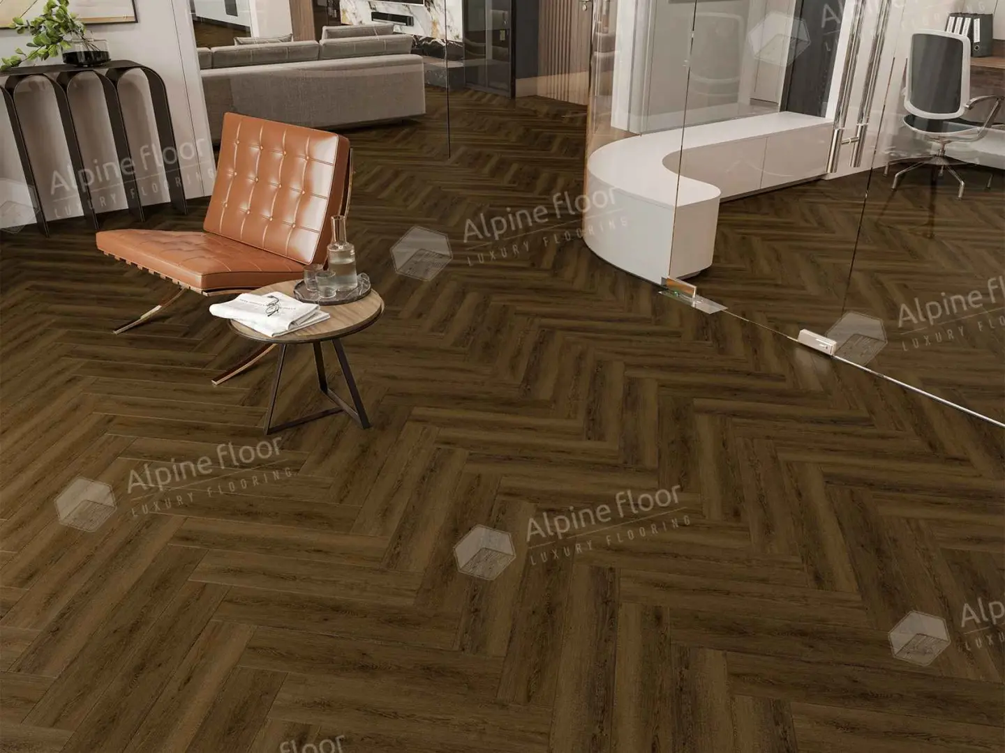 Кварцвиниловая плитка Alpine Floor клеевая Parquet LVT Дуб Далим ЕCО 16-33 венгерская елка 590×118×2,5 фото в интерьере Кварцвиниловая плитка Alpine Floor клеевая Parquet LVT Дуб Далим ЕCО 16-33 венгерская елка 590×118×2,5 фото в интерьере