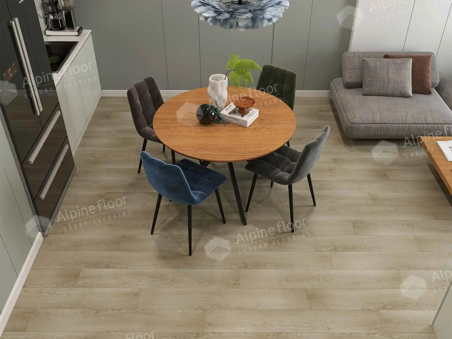 Кварцвиниловая плитка Alpine Floor клеевая Grand Sequoia LVT Шварцвальд ECO 11-1802 1219,2×184,15×2,5 фото в интерьере