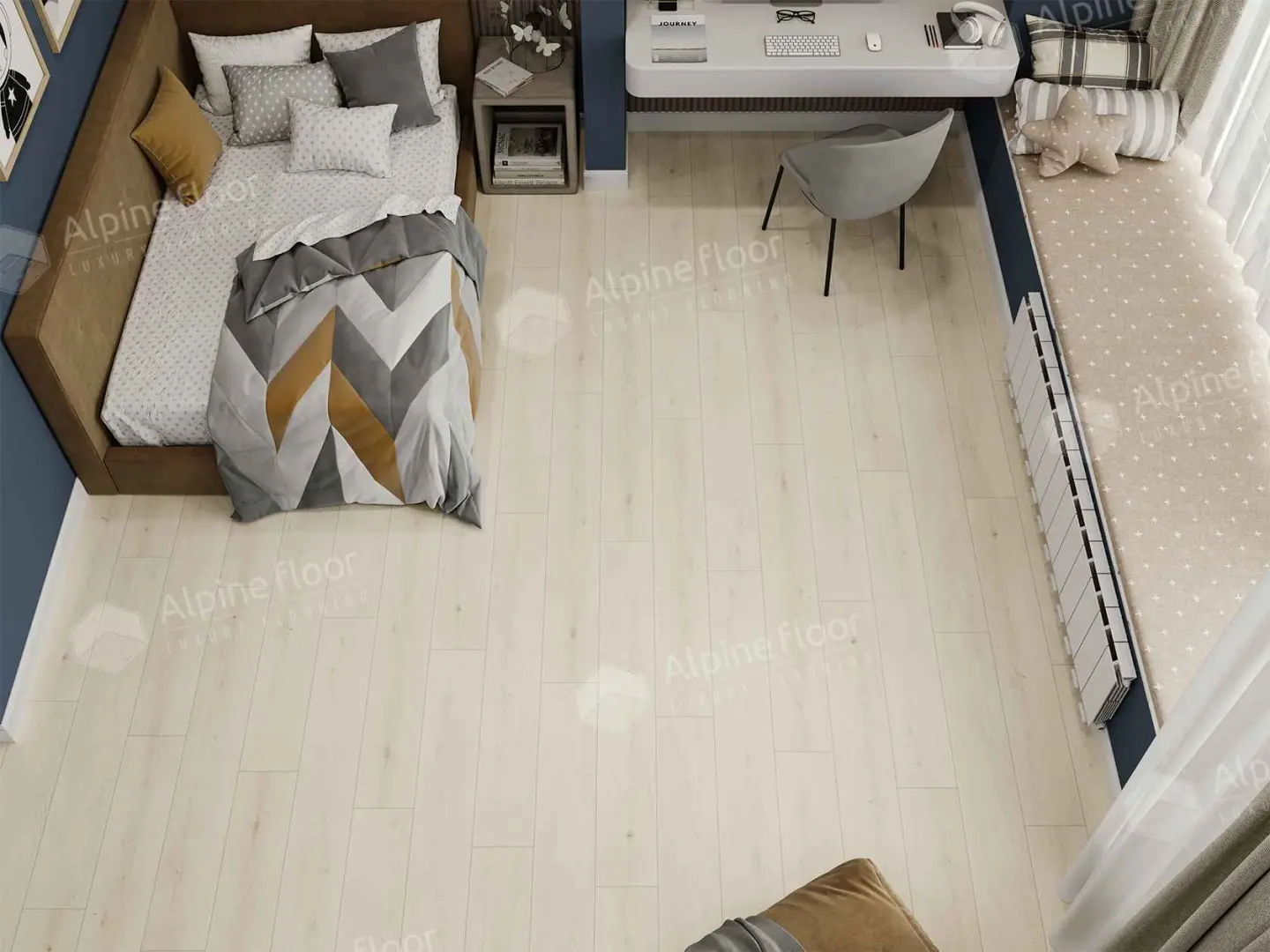 Кварцвиниловая плитка Alpine Floor клеевая Grand Sequoia LVT Гиперион ECO 11-2502 1219,2×184,15×2,5 фото в интерьере