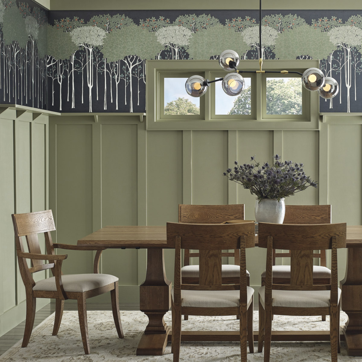 Панно York Ronald Redding Arts and Crafts Oakwood Grove AC9222D 0,91×4,57 фото в интерьере