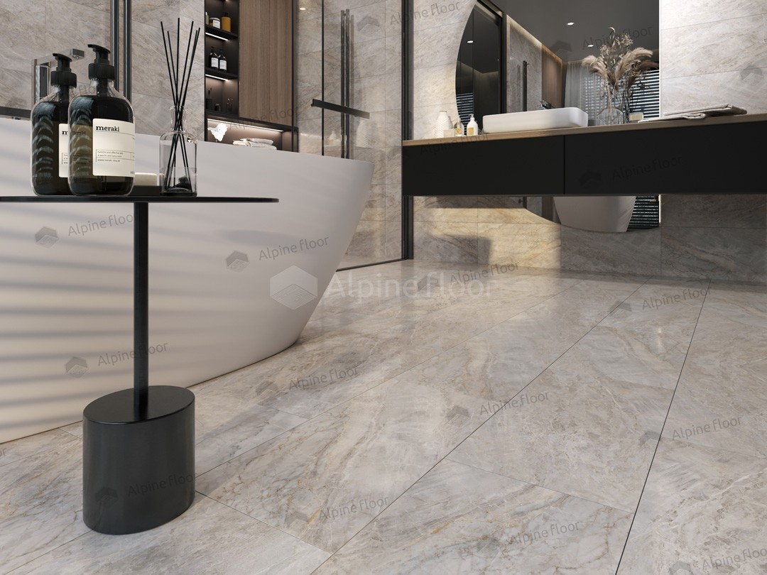 Кварцвиниловая плитка Alpine Floor клеевая Light Stone Вилио ЕCО 15-20 608×303×2,5 фото в интерьере