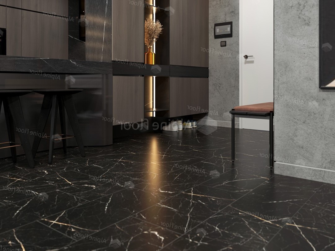 Кварцвиниловая плитка Alpine Floor клеевая Light Stone Неро ЕCО 15-21 608×303×2,5 фото в интерьере