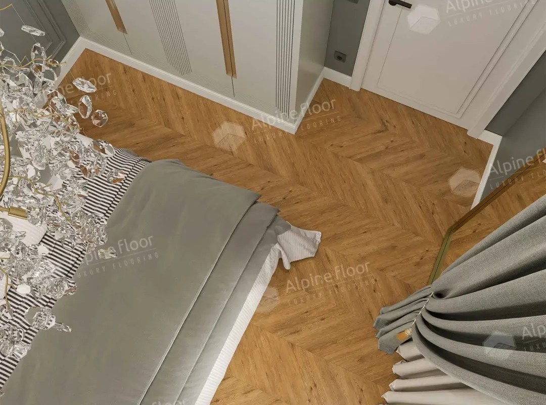 Кварцвиниловый SPC ламинат Alpine Floor Chevron Alpine Tesoro ECO 18-16 французская елка 600×127×5 фото в интерьере Кварцвиниловый SPC ламинат Alpine Floor Chevron Alpine Tesoro ECO 18-16 французская елка 600×127×5 фото в интерьере