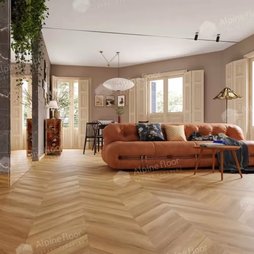 Кварцвиниловый SPC ламинат Alpine Floor Chevron Alpine Баварский лес ECO 18-18 французская елка 600×127×5