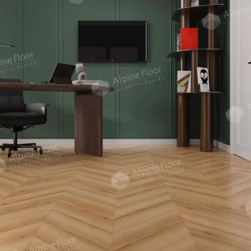 Кварцвиниловый SPC ламинат Alpine Floor Chevron Alpine Дуб Самерсет ECO 18-19 французская елка 600×127×5