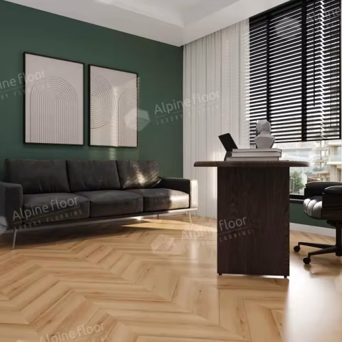 Кварцвиниловый SPC ламинат Alpine Floor Chevron Alpine Дуб Самерсет ECO 18-19 французская елка 600×127×5