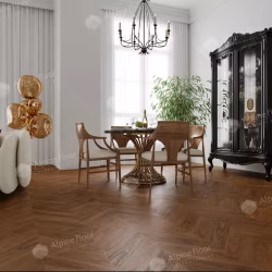 Кварцвиниловый SPC ламинат Alpine Floor Chevron Alpine Орех Нойер ECO 18-22 французская елка 600×127×5