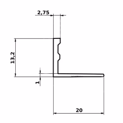 Порожек алюминиевый Modern Decor Г-образный золото 2700×20×13,2
