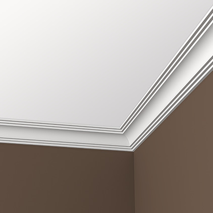 Потолочный плинтус под покраску Европласт 1.50.199 2000×72×73 фото в интерьере