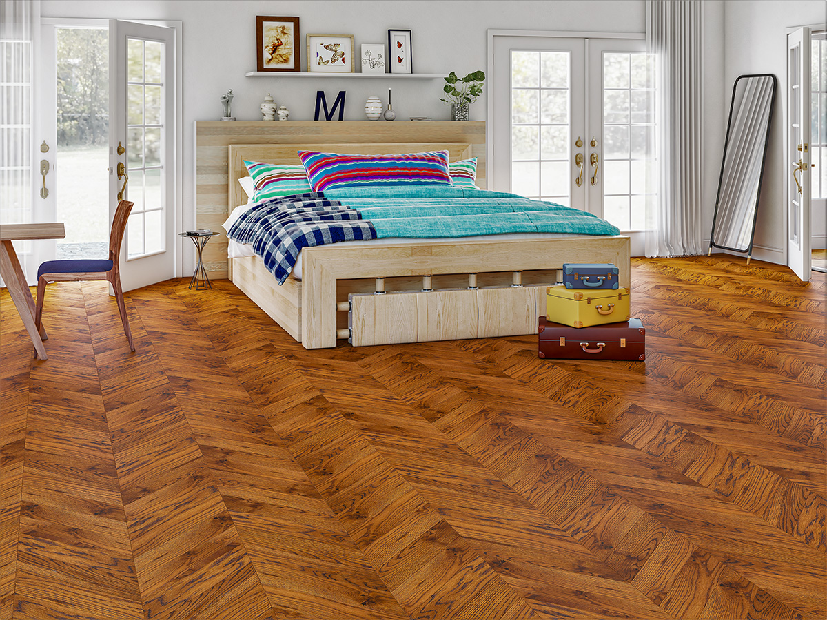 Инженерная доска Gran Parte Дуб Верона Verona 026 натур-классик французская елка 460×150×15 фото в интерьере