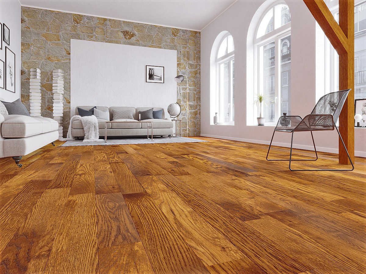 Инженерная доска Gran Parte Дуб Амаретто Amaretto 032 натур-классик 500-1500×155×15 фото в интерьере