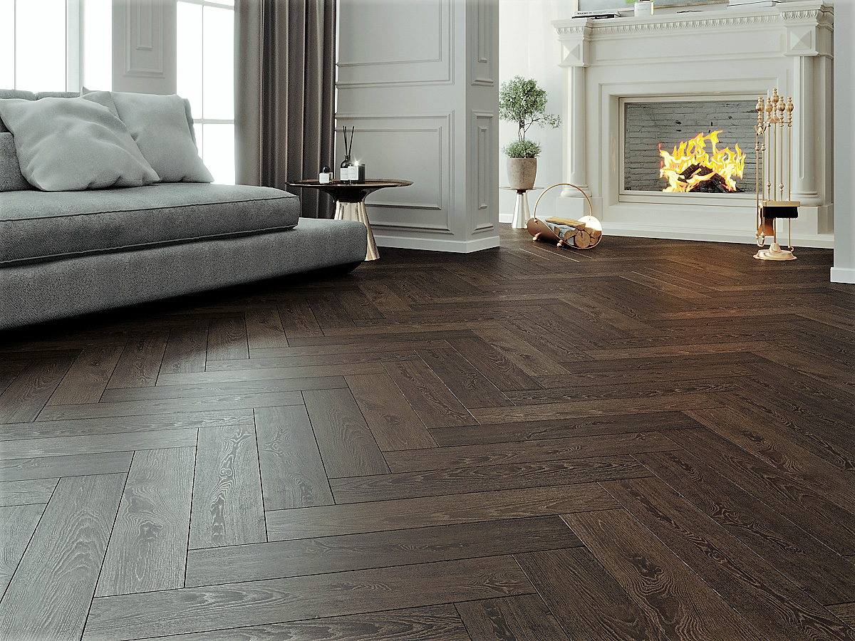 Инженерная доска Gran Parte Дуб Феличе Feliche 033 натур-классик венгерская елка 550×110×15 фото в интерьере