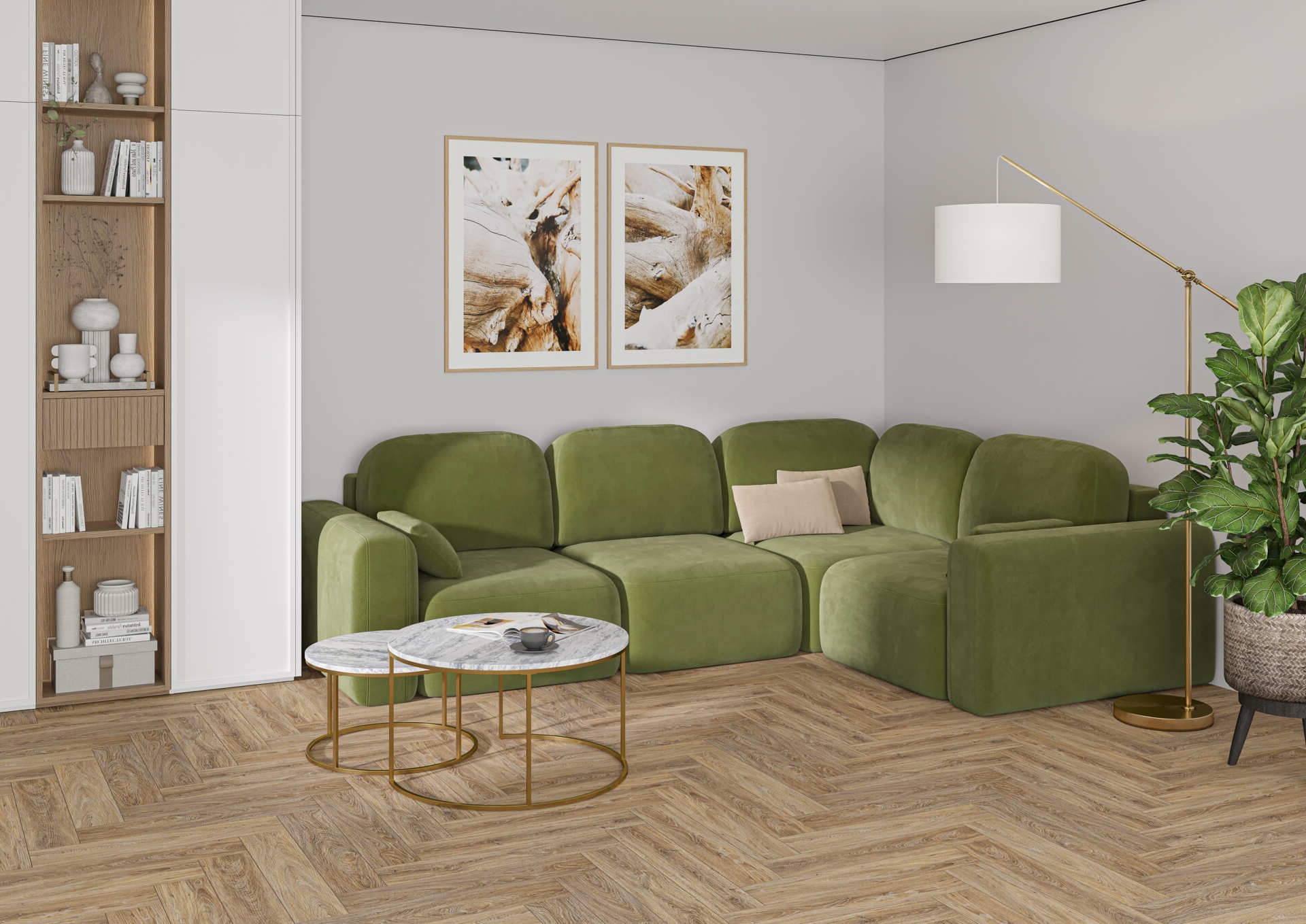 Кварцвиниловый SPC ламинат Alta Step Encanto Тоскана SPC4503 венгерская елка 630×126×4,3 фото в интерьере