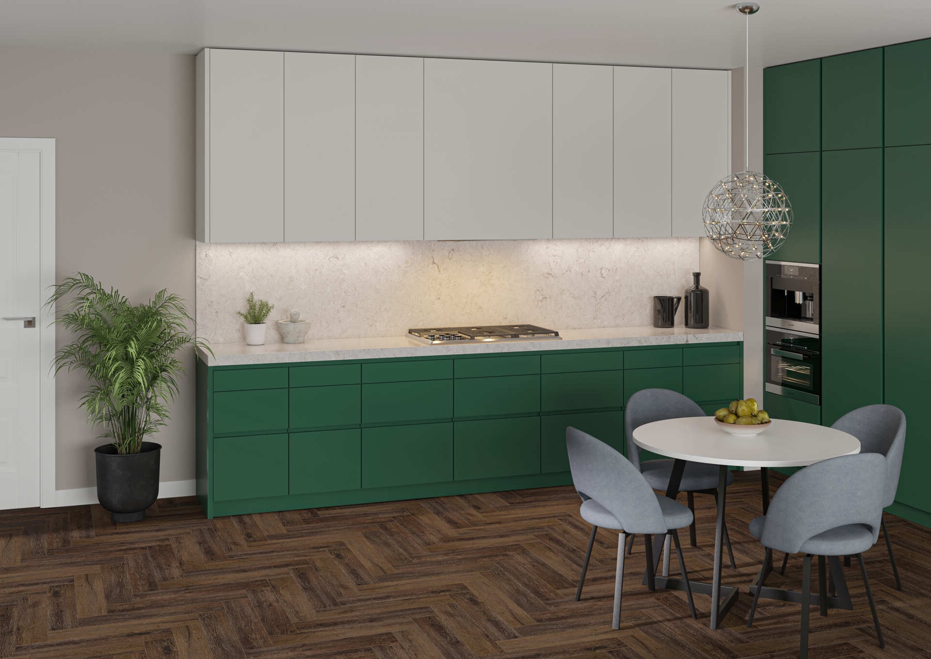 Кварцвиниловый SPC ламинат Alta Step Encanto Умбрия SPC4509 венгерская елка 630×126×4,3 фото в интерьере