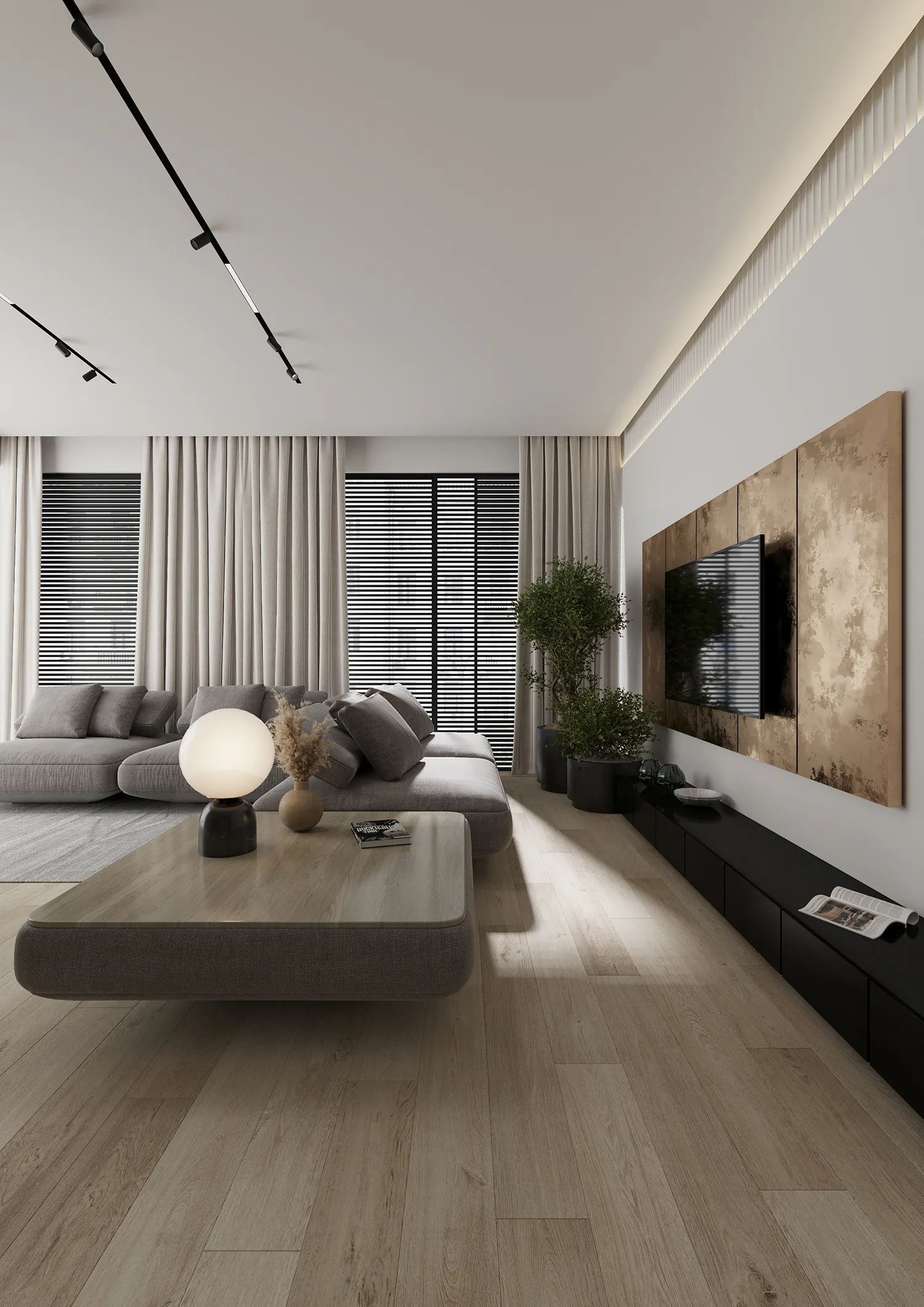 Ламинат AlixFloor Natural Line Дуб Светло-Коричневый Сантана ALX491 1261×133×12 фото в интерьере