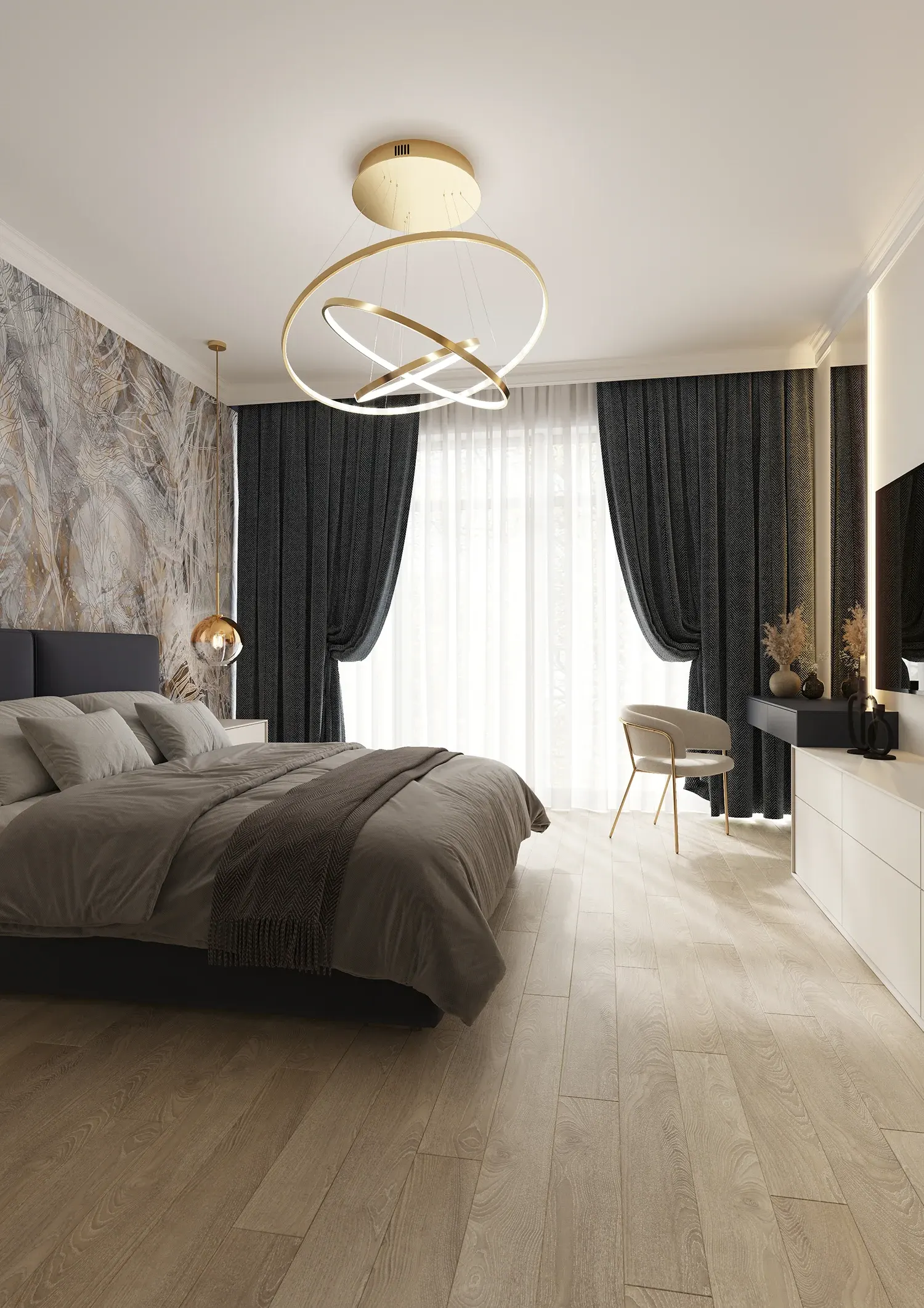 Ламинат AlixFloor Natural Line Дуб Небраска Коричневый ALX825 1261×133×12 фото в интерьере