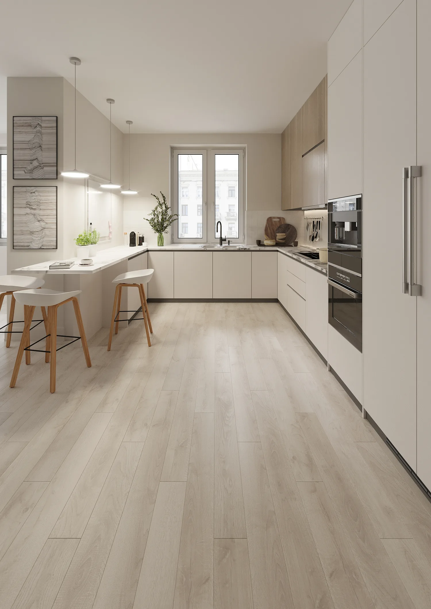 Ламинат AlixFloor City Line Дуб Серый Прованс ALX822 1261×133×12 фото в интерьере