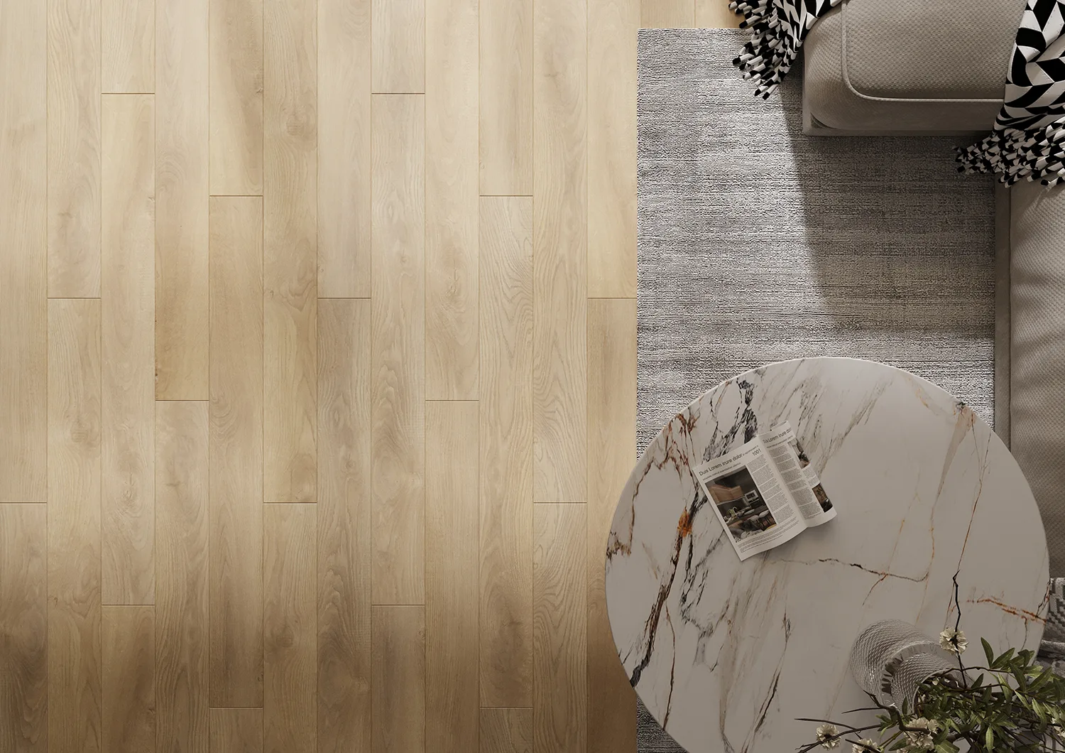 Ламинат AlixFloor City Line Дуб Пепельный Ирландский ALX824 1261×133×12 фото в интерьере