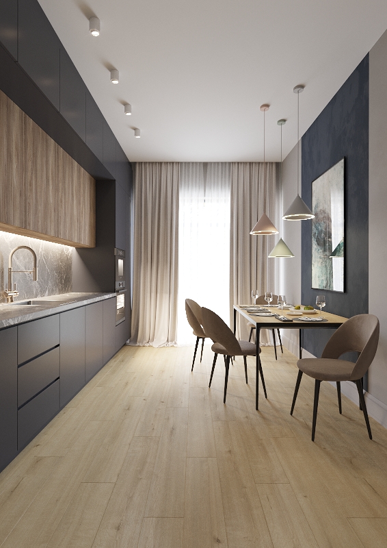 Ламинат AlixFloor Vitality Line 10 Дуб Шампань ALX00571SPR 1261×192×10 фото в интерьере