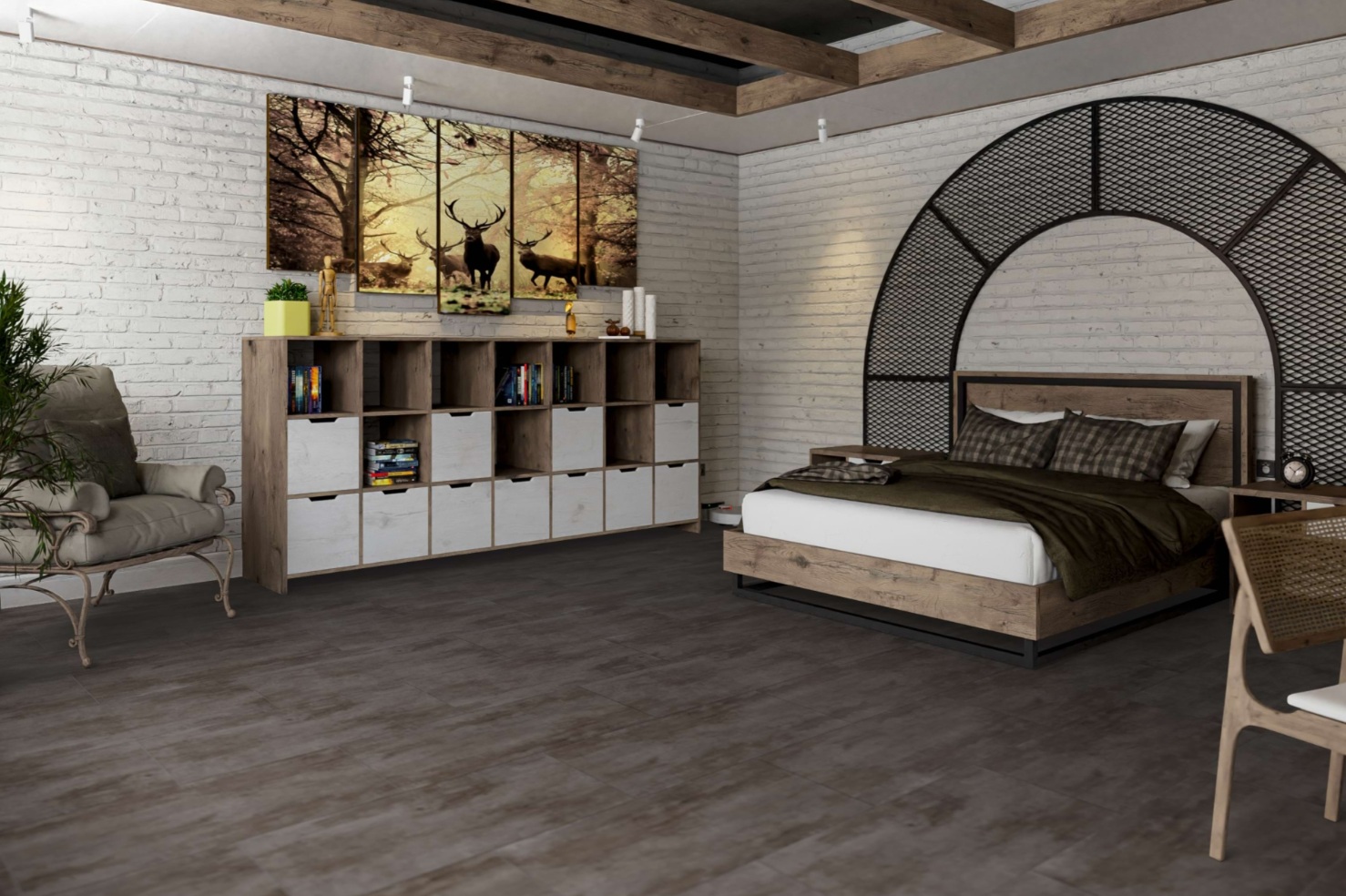 Кварцвиниловая плитка Damy Floor клеевая Ascent LVT Арарат Ararat 1204-3-LVT 912,4×455,2×2,5 фото в интерьере