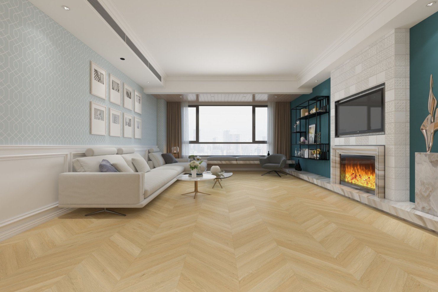 Кварцвиниловая плитка Damy Floor клеевая Chevron LVT Тюильри Tuileries DF03-Ch-LVT французская елка 600×127×2,5 фото в интерьере