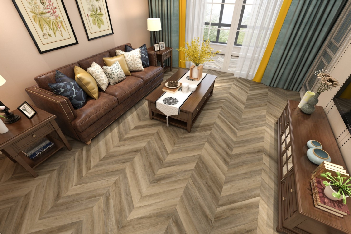 Кварцвиниловая плитка Damy Floor клеевая Chevron LVT Амбуаз Amboise DF06-Ch-LVT французская елка 600×127×2,5 фото в интерьере