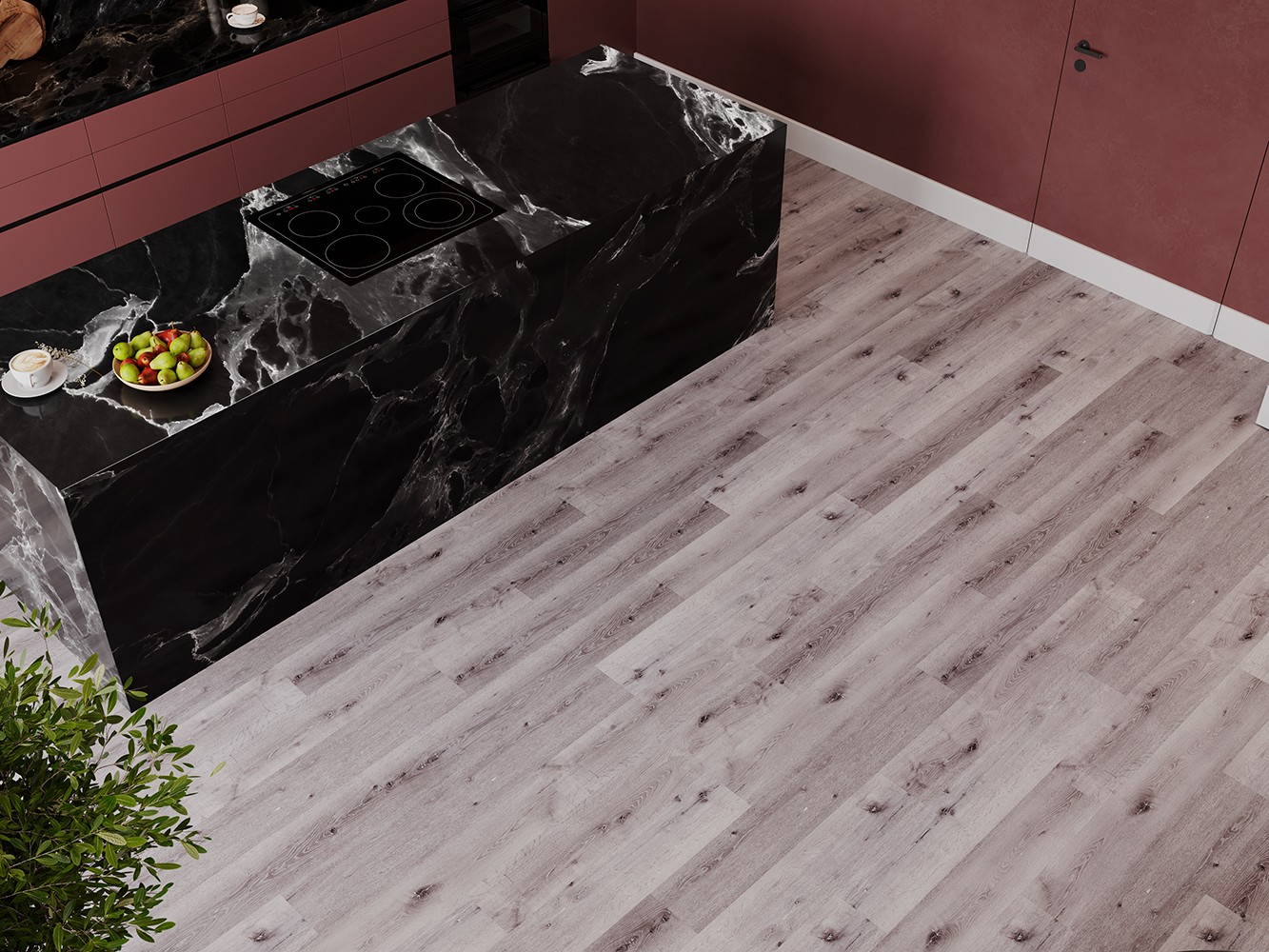 Кварцвиниловый SPC ламинат Cronafloor Alpha Дуб Манчестер А103 1200×180×3,5 фото в интерьере