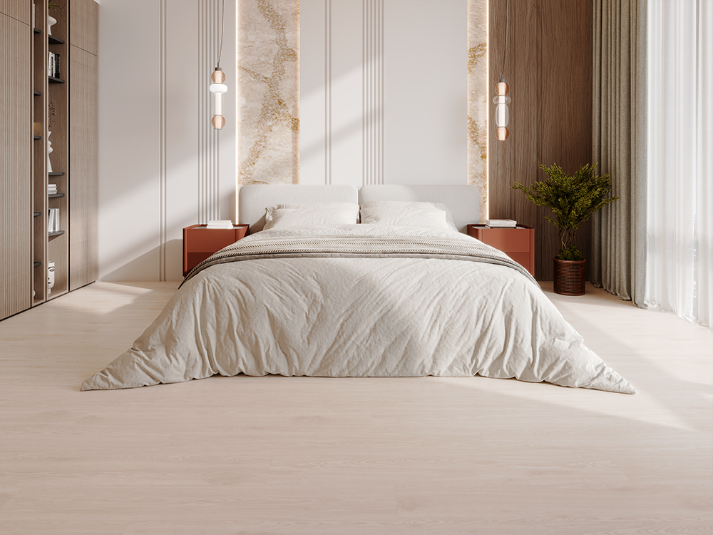 Кварцвиниловый SPC ламинат Cronafloor Alpha Дуб Стокгольм А101 1200×180×3,5 фото в интерьере