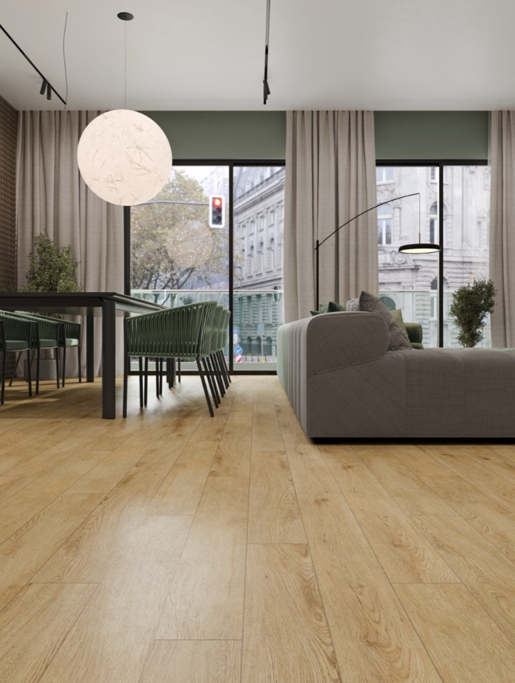 Кварцвиниловый SPC ламинат Cronafloor Joli Гарден J1002 1200×150×4 фото в интерьере