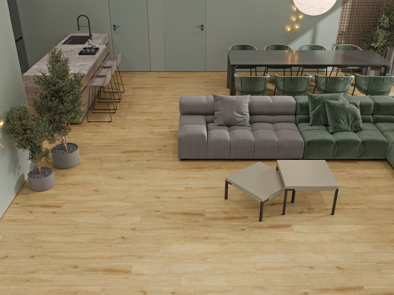 Кварцвиниловый SPC ламинат Cronafloor Joli Гарден J1002 1200×150×4 фото в интерьере