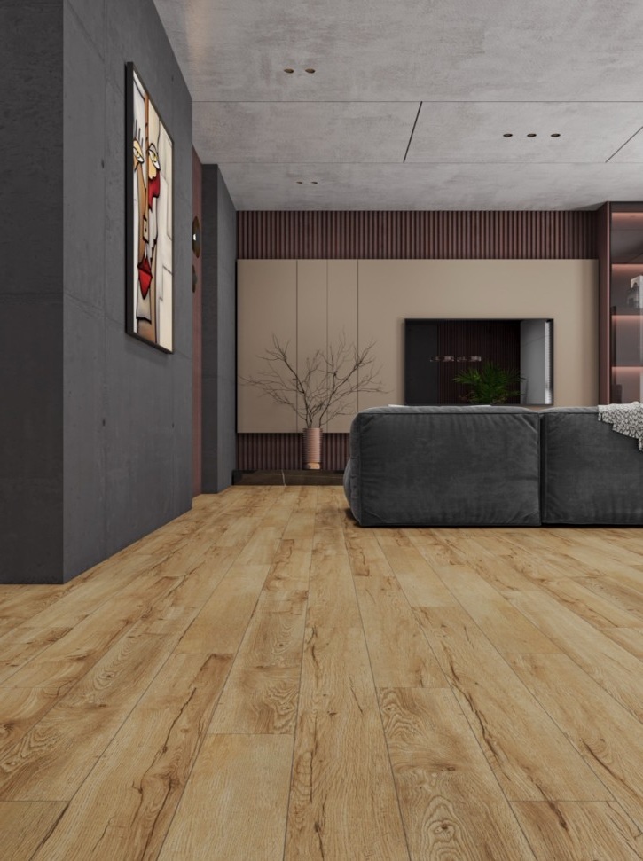 Кварцвиниловый SPC ламинат Cronafloor Joli Деко J1003 1200×150×4 фото в интерьере