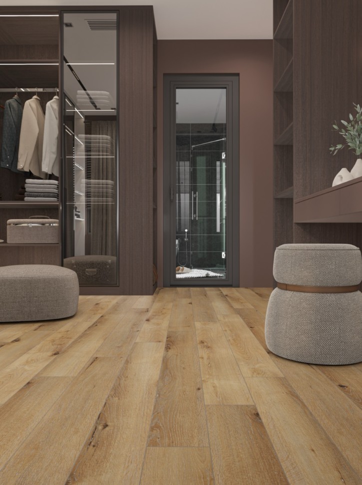 Кварцвиниловый SPC ламинат Cronafloor Joli Дримерс J1004 1200×150×4 фото в интерьере