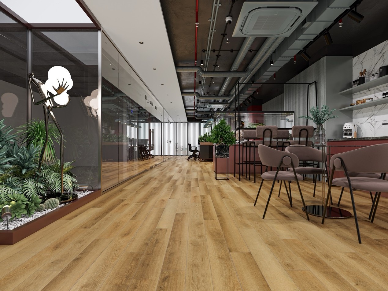 Кварцвиниловый SPC ламинат Cronafloor Joli Каррара J1008 1200×150×4 фото в интерьере