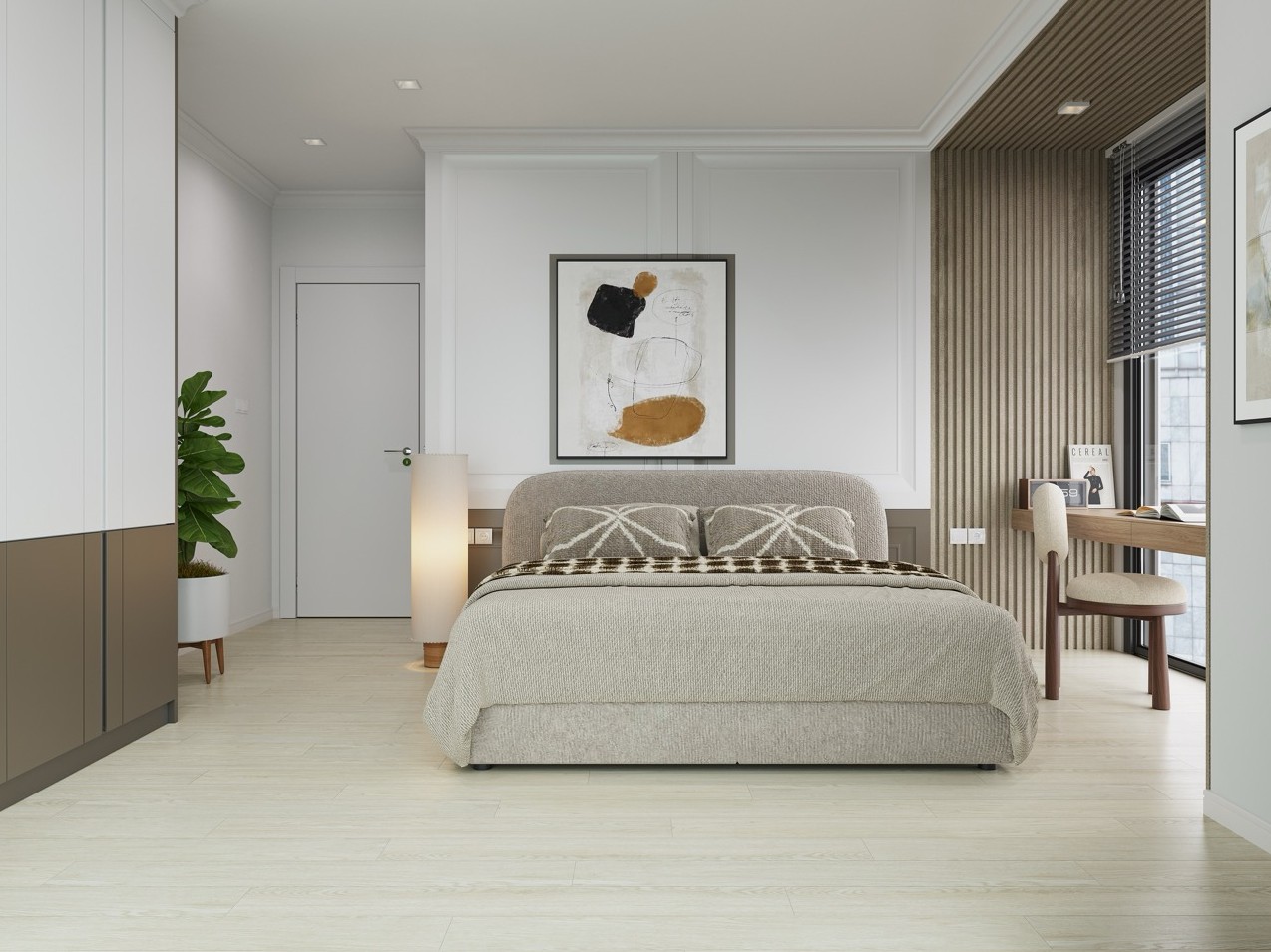 Кварцвиниловый SPC ламинат Cronafloor Joli Мондриан J1005 1200×150×4 фото в интерьере