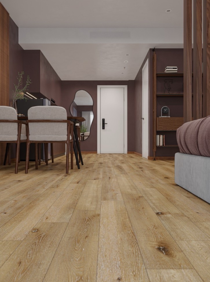 Кварцвиниловый SPC ламинат Cronafloor Joli Саваж J1001 1200×150×4 фото в интерьере