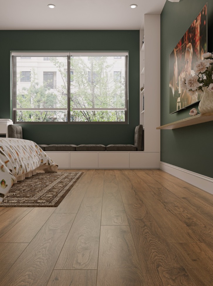 Кварцвиниловый SPC ламинат Cronafloor Joli Темпо J1007 1200×150×4 фото в интерьере