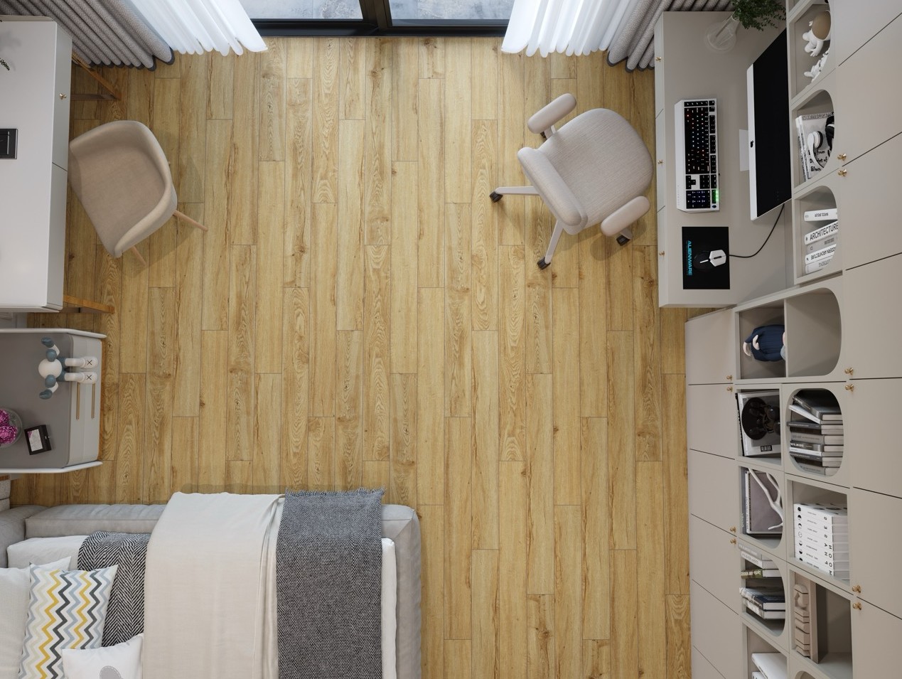 Кварцвиниловый SPC ламинат Cronafloor Joli Феррара J1009 1200×150×4 фото в интерьере